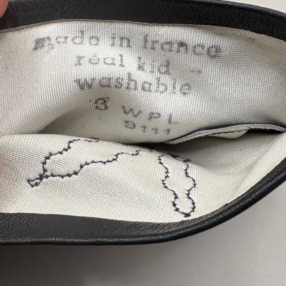 VTG Leather Gloves Black Embroidered Pure Silk Lined Made in France XS 7 NOS - Picture 6 of 13